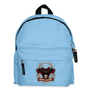 Nachtkreatur mit Fledermaus und Schädel - Kinder Rucksack - Hellblau - Vorne