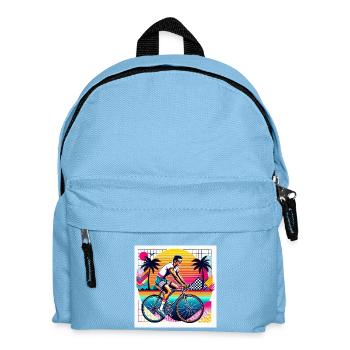 Cycliste de route rétro en vacances vintage des années 80 - Sac à dos Enfant - bleu clair - Devant