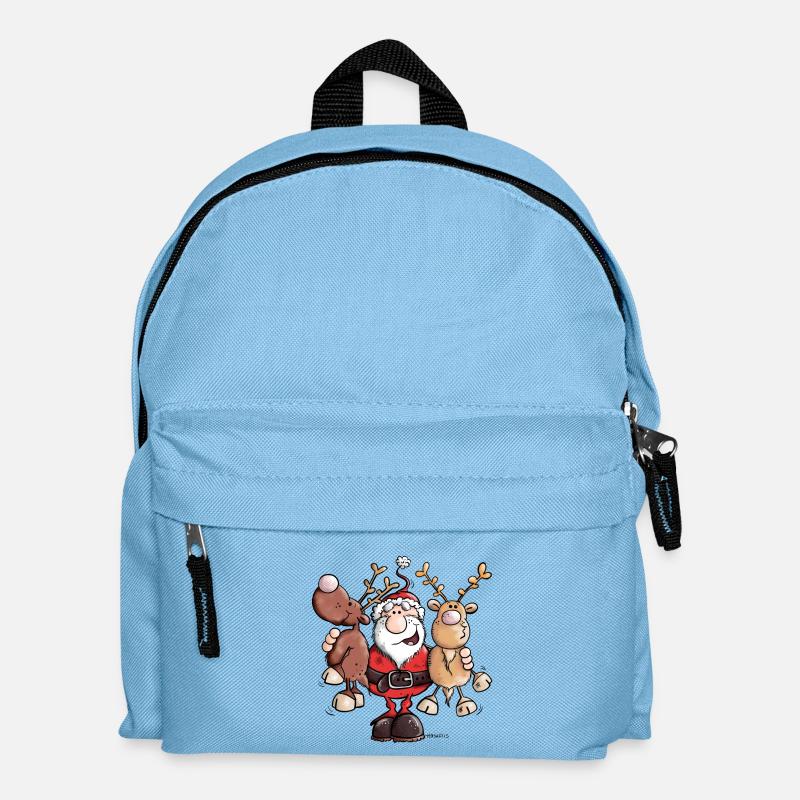 Weihnachtsmann umarmt Rentiere - Kinder Rucksack - Hellblau