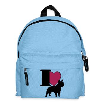 Französische Bulldogge , French Bulldog I love(25) - Kinder Rucksack - Hellblau - Vorne
