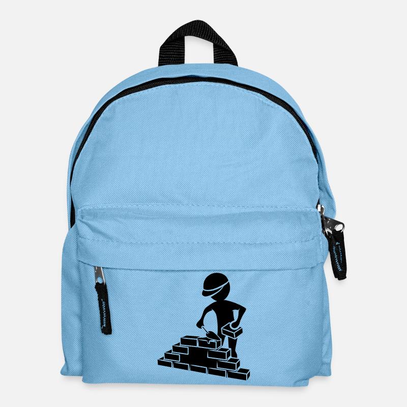 Ouvriers du bâtiment avec maçonnique, mortier et mur - Sac à dos Enfant - bleu clair
