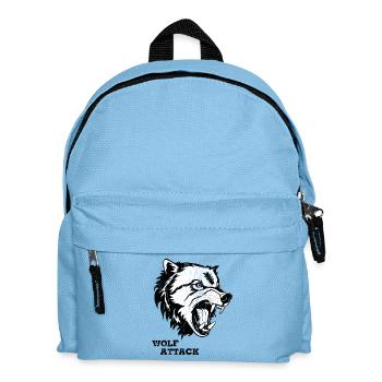 WOLF-ANGRIFF - Kinder Rucksack - Hellblau - Vorne