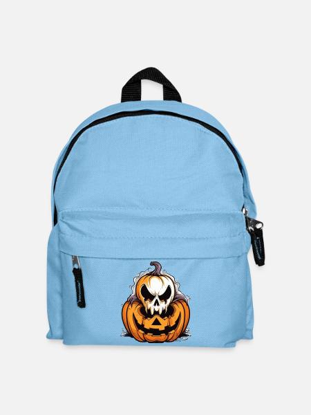 Spooky pumpkin with skull design - Kids' Backpack - light blue