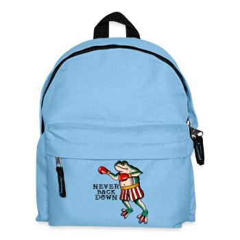 Frog Fighter geben niemals im klassischen Tattoo-Stil nach - Kinder Rucksack - Hellblau - Vorne