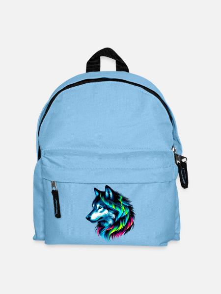 Wolf - Kinder Rucksack - Hellblau