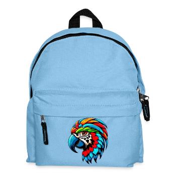 Harlekin Papagei - Kinder Rucksack - Hellblau - Vorne