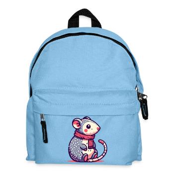 Cute mouse in a scarf - Kids' Backpack - light blue - Front