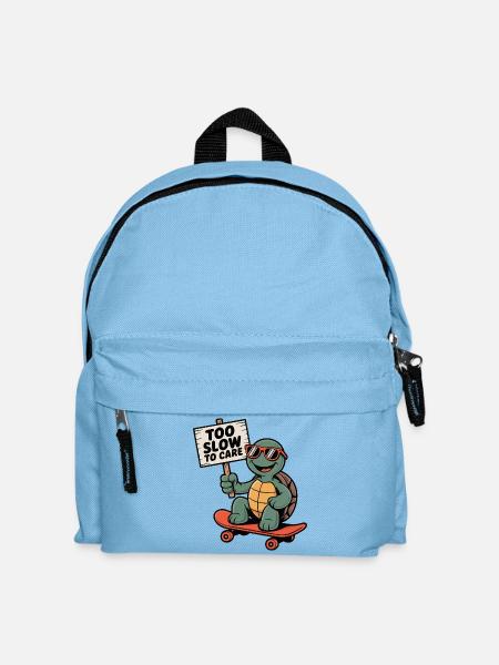 Schildkröte, Turtle -too slow to care Schild - Kinder Rucksack - Hellblau