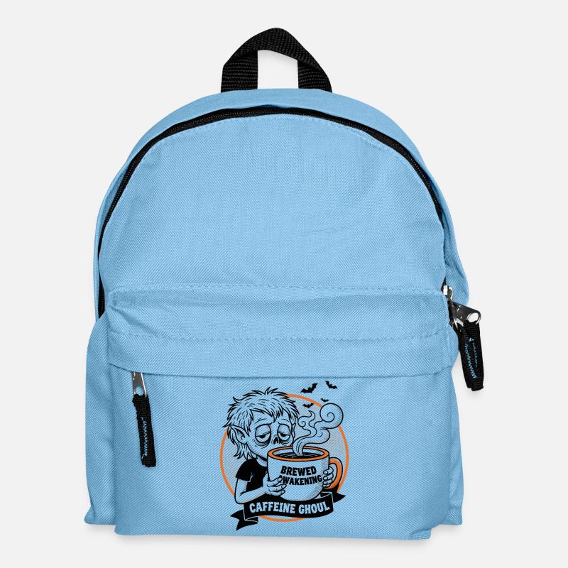 Haunted Coffee Mug Illustration - Kids' Backpack - light blue