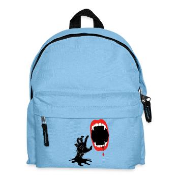 Gruseliger Vampir mit blutigen Fangzähnen im - Kinder Rucksack - Hellblau - Vorne