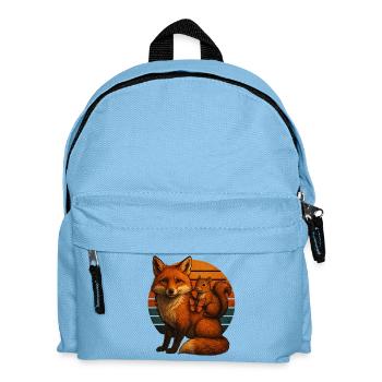 Fuchs Eichhörnchen Retro Tierfreunde - Kinder Rucksack - Hellblau - Vorne