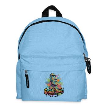 Moai – Gardiens de l’île de Pâques - Graffiti vibrant - Sac à dos Enfant - bleu clair - Devant