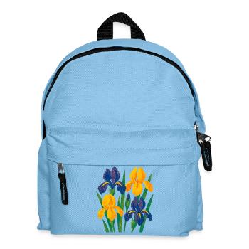 Iris Harmony: Golden and Indigo Blooms - Kids' Backpack - light blue - Front