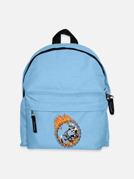 BMX Fahrer Feuerring - Kinder Rucksack - Hellblau