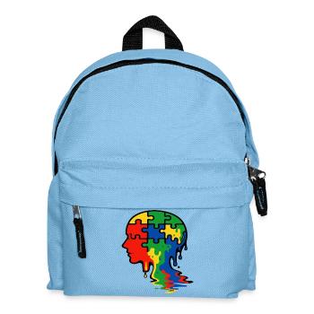 Kopfillustration zum Autismus-Bewusstseins-Puzzle - Kinder Rucksack - Hellblau - Vorne