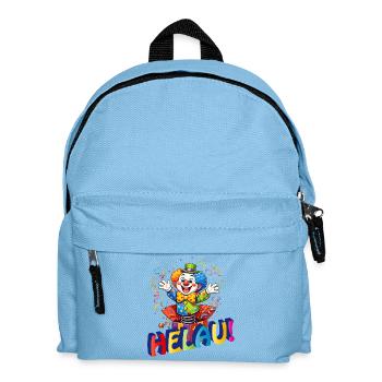 Lustiger Clown sagt HELAU – Karnevalsmotiv - Kinder Rucksack - Hellblau - Vorne