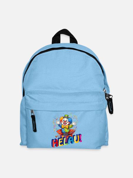 Lustiger Clown sagt HELAU – Karnevalsmotiv - Kinder Rucksack - Hellblau