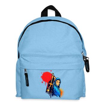 Graffiti Sprayer mit Spraydose im Urban Stil  - Kinder Rucksack - Hellblau - Vorne