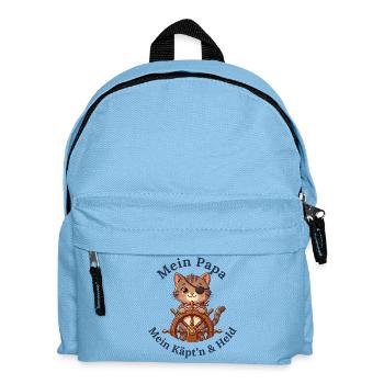 Mein Papa: Mein Käpt'n & Held - Kinder Rucksack - Hellblau - Vorne