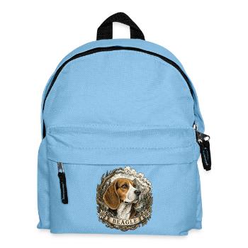 Vintage style beagle with mountain landscape - Kids' Backpack - light blue - Front
