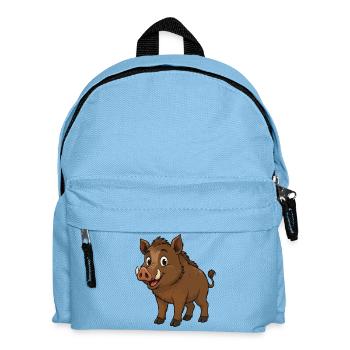Happy Wild Boar Cartoon - Kids' Backpack - light blue - Front