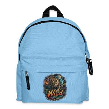 Tropical Bengal Cat with Lightning - Kids' Backpack - light blue - Front