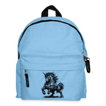 Muscular unicorn with an evil eye - Kids' Backpack - light blue - Front