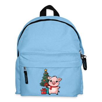Niedliches Schwein feiert Weihnachten. - Kinder Rucksack - Hellblau - Vorne