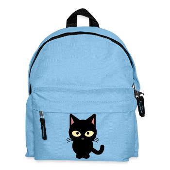 Schwarze Katze - Kinder Rucksack - Hellblau - Vorne
