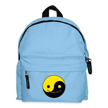 Yin Yang Chinese Tai Chi Symbol Yellow Emoji Face - Kids' Backpack - light blue - Front