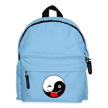 Yin Yang Wink und Zunge Emoji Tai Chi Symbol niedlich - Kinder Rucksack - Hellblau - Vorne