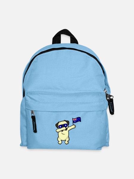 Australien Dabbing Hund Mops Geschenk Weltmeister - Kinder Rucksack - Hellblau