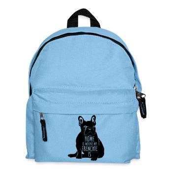 Französische Bulldogge - Kinder Rucksack - Hellblau - Vorne