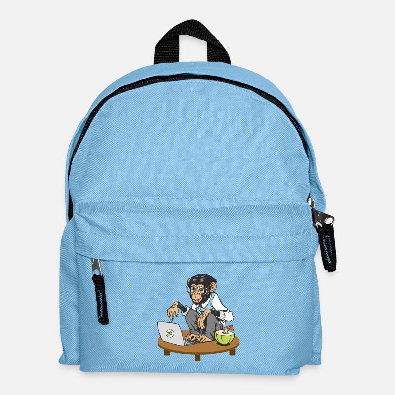 Affe vor Laptop - Kinder Rucksack - Hellblau