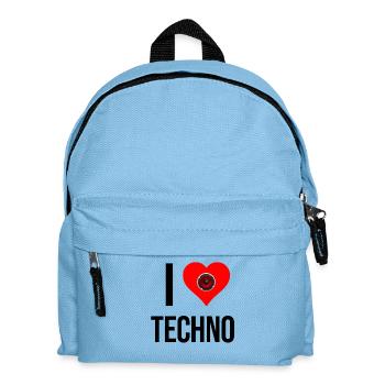 I Love Techno – Herzschlag mit Bass - Kinder Rucksack - Hellblau - Vorne
