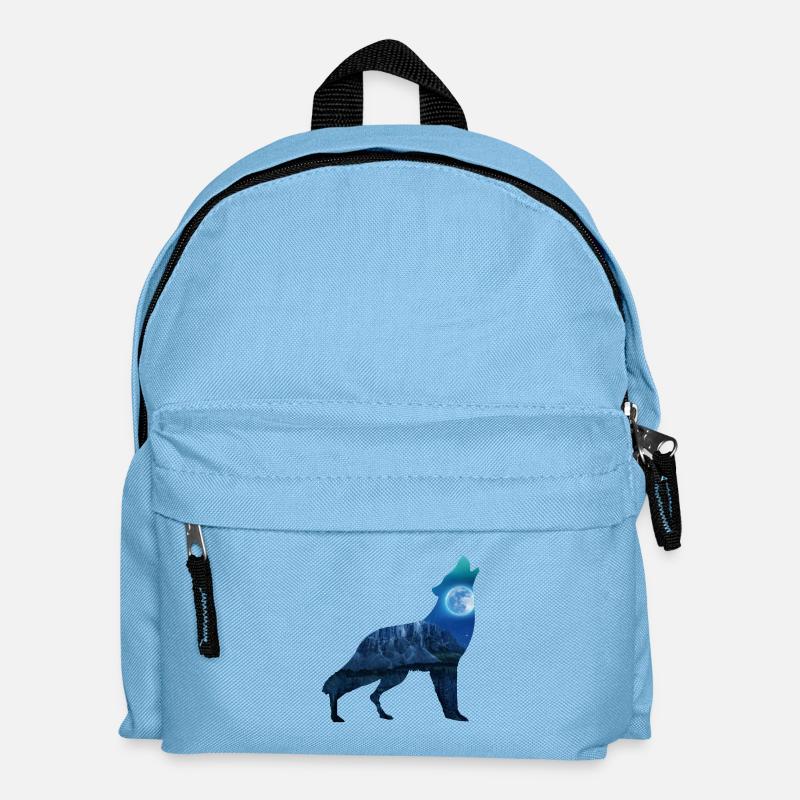 Wolf Mond - Kinder Rucksack - Hellblau
