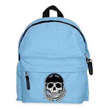 Sportler Sport Skaten Skater Totenkopf Skateboard - Kinder Rucksack - Hellblau - Vorne