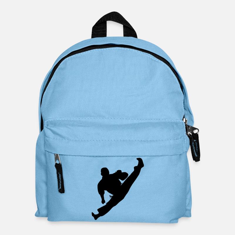 Jumpkick Geri Kick Karate oder Teakwondo - Kinder Rucksack - Hellblau