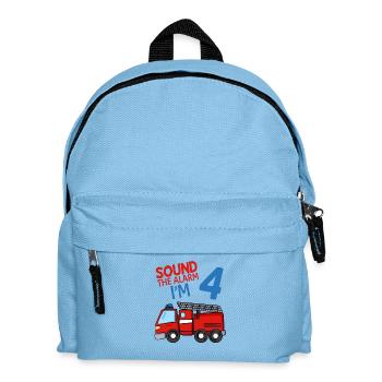 4 years birthday fire brigade fire truck - Kids' Backpack - light blue - Front