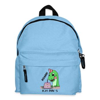 5. Geburtstag Dino Geburtstag Ich bin 5 - Kinder Rucksack - Hellblau - Vorne