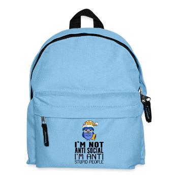 lustige Sprüche dumme Menschen - Kinder Rucksack - Hellblau - Vorne