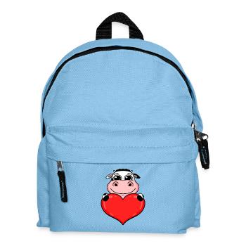 Kuh mit Herz - Liebe Romantisch - Kinder Rucksack - Hellblau - Vorne