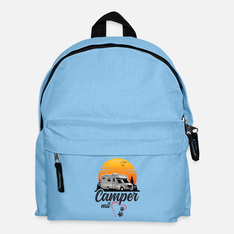 Camper mit Herz und Pfoten Hund Camping - Kinder Rucksack - Hellblau