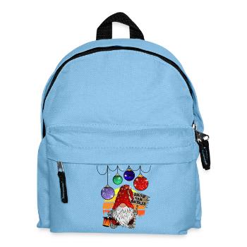Gnom Weihnachts Wichtel mit Christbaumkugeln - Kinder Rucksack - Hellblau - Vorne