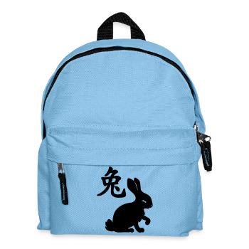 Chinesisches Schriftzeichen Kaninchen mit Kaninchenbild - Kinder Rucksack - Hellblau - Vorne