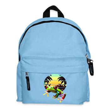 Rainette aux yeux rouges avec palmiers coucher de soleil - Sac à dos Enfant - bleu clair - Devant