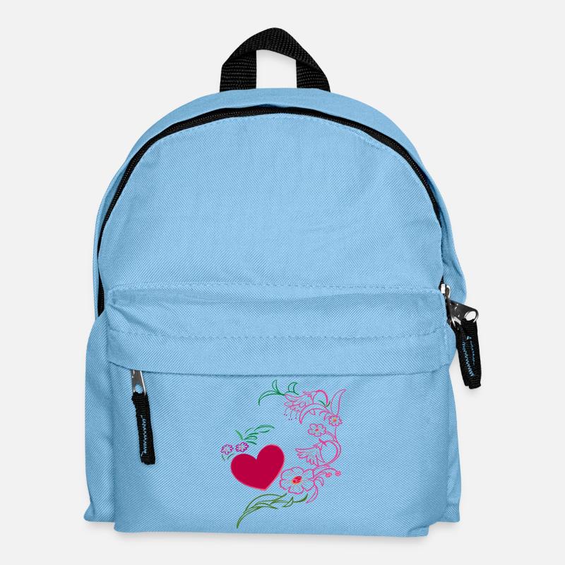 Blumenranke mit Herz - Kinder Rucksack - Hellblau