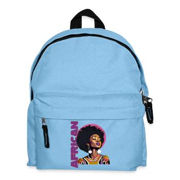 Femme noire avec lettrage africain - Sac à dos Enfant - bleu clair - Devant