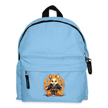 Ninja-Corgi Hund mit Stock - Kinder Rucksack - Hellblau - Vorne