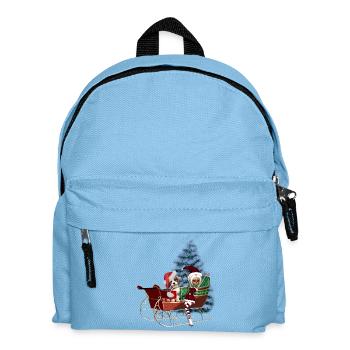Niedlicher Weihnachtswelpe und Mondscheinelf - Kinder Rucksack - Hellblau - Vorne